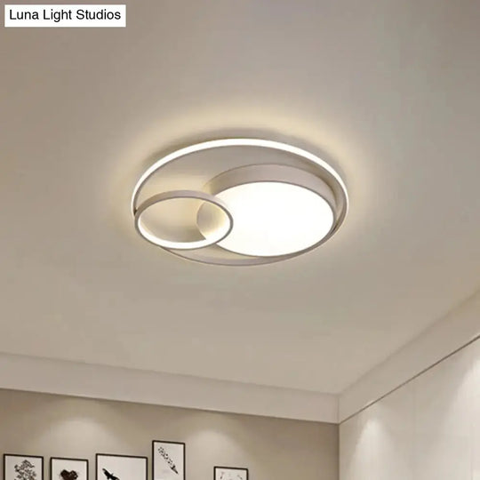 Minimal LED Flush Light - Black/White Circular Ceiling Lighting with Acrylic Shade - 16"/19"/23.5" Dia