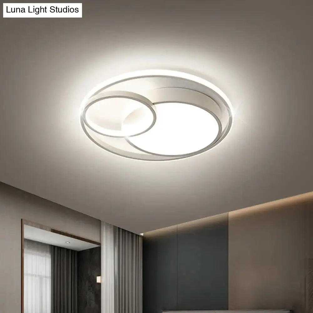 Minimal LED Flush Light - Black/White Circular Ceiling Lighting with Acrylic Shade - 16"/19"/23.5" Dia