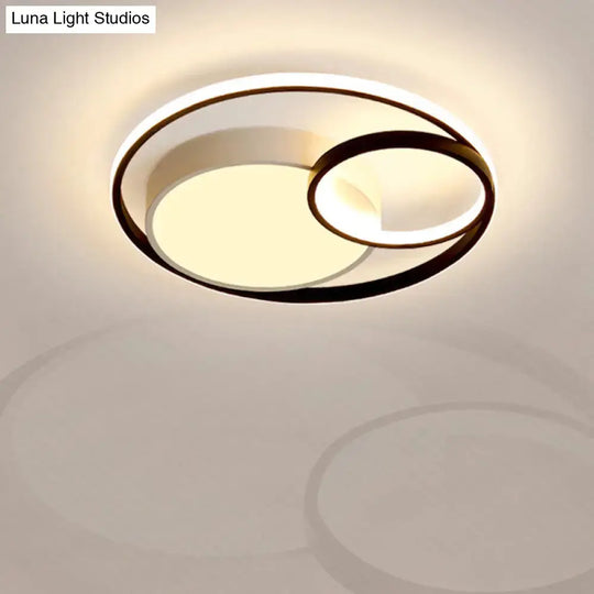 Minimal LED Flush Light - Black/White Circular Ceiling Lighting with Acrylic Shade - 16"/19"/23.5" Dia