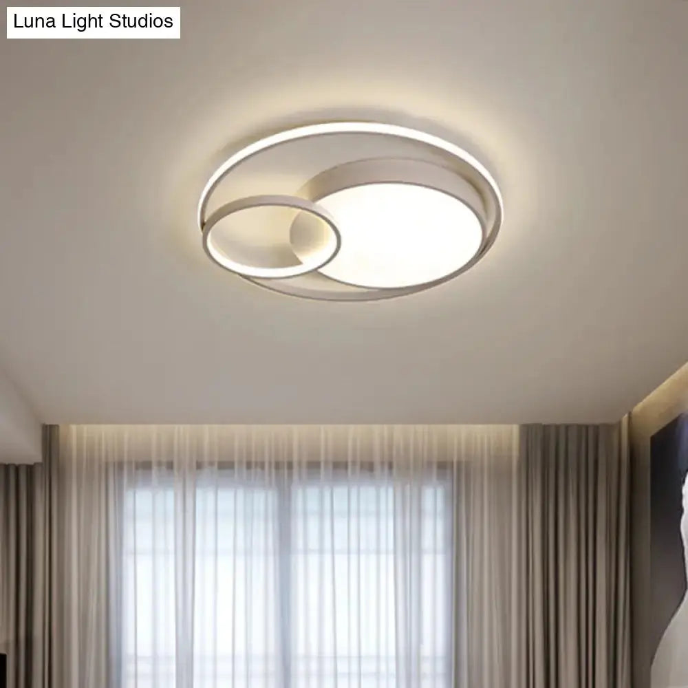 Minimal LED Flush Light - Black/White Circular Ceiling Lighting with Acrylic Shade - 16"/19"/23.5" Dia