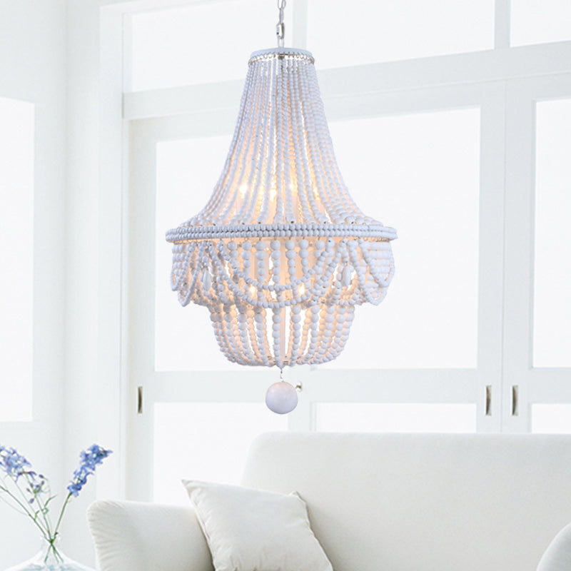 White Wood Jar Empire Chandelier with 8 Bulbs: Modern, Hanging Ceiling Light