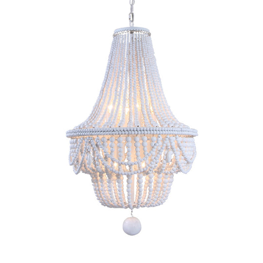 White Wood Jar Empire Chandelier with 8 Bulbs: Modern, Hanging Ceiling Light