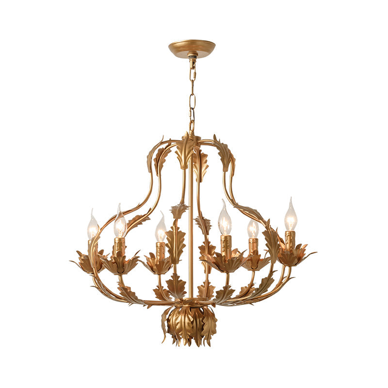 Rustic Brass Gourd Chandelier with 6 Bulbs - Perfect for Dining Room
