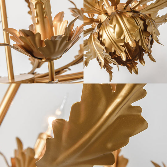 Rustic Brass Gourd Chandelier with 6 Bulbs - Perfect for Dining Room