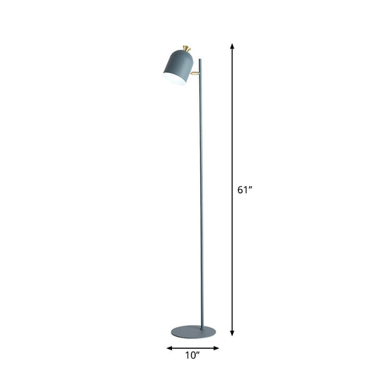 Macaron Cloche Floor Lamp with Adjustable Joint - Metal, 1 Head, Living Room Standing Light