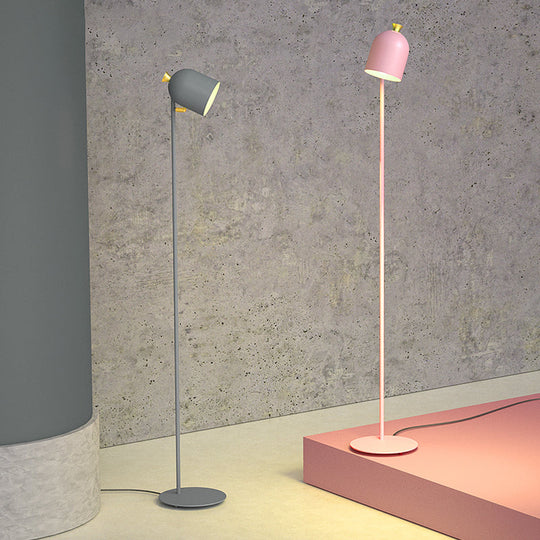 Macaron Cloche Floor Lamp with Adjustable Joint - Metal, 1 Head, Living Room Standing Light
