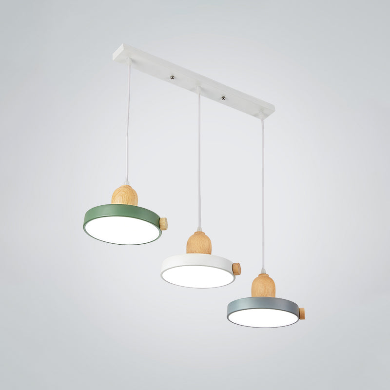 Nordic Pot Lid LED Pendant Lamp: Acrylic 3-Head Ceiling Light for Dining Room in White/Wood