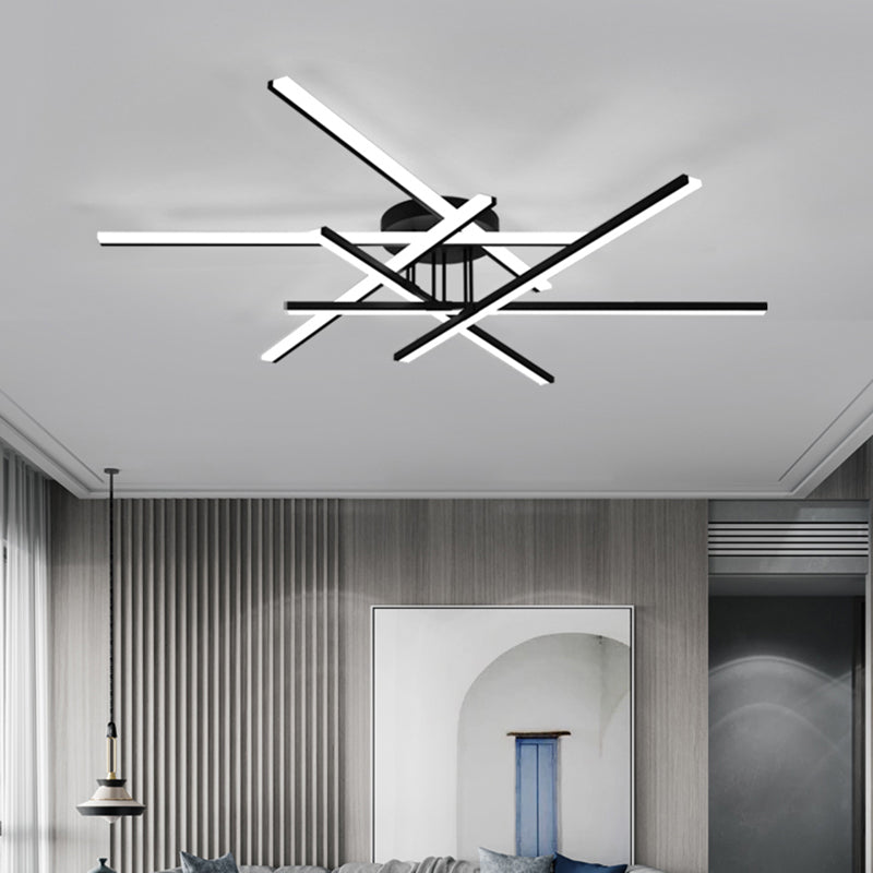 Modern Line Art LED Ceiling Lamp in Black, Perfect for Living Rooms