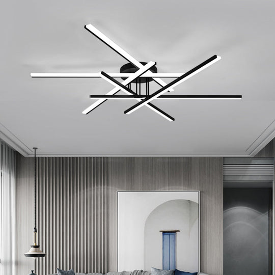 Modern Line Art LED Ceiling Lamp in Black, Perfect for Living Rooms