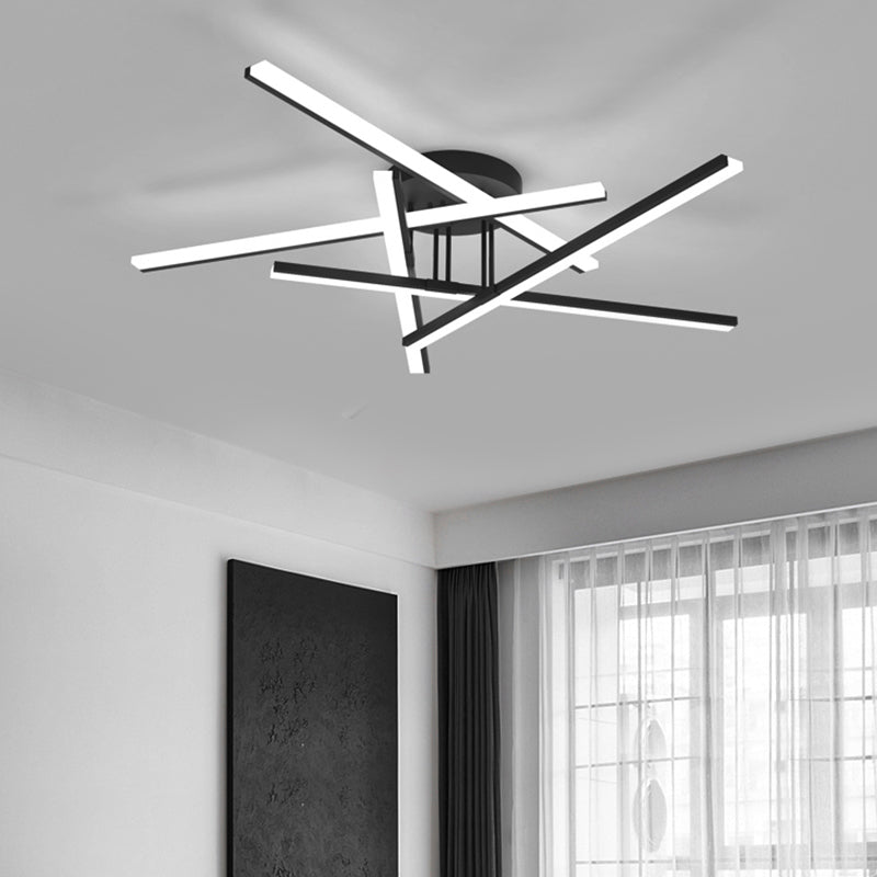 Modern Line Art LED Ceiling Lamp in Black, Perfect for Living Rooms