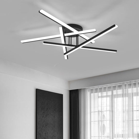 Modern Line Art LED Ceiling Lamp in Black, Perfect for Living Rooms