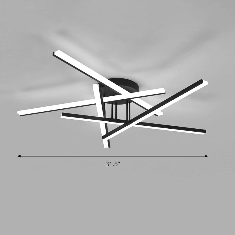 Modern Line Art LED Ceiling Lamp in Black, Perfect for Living Rooms
