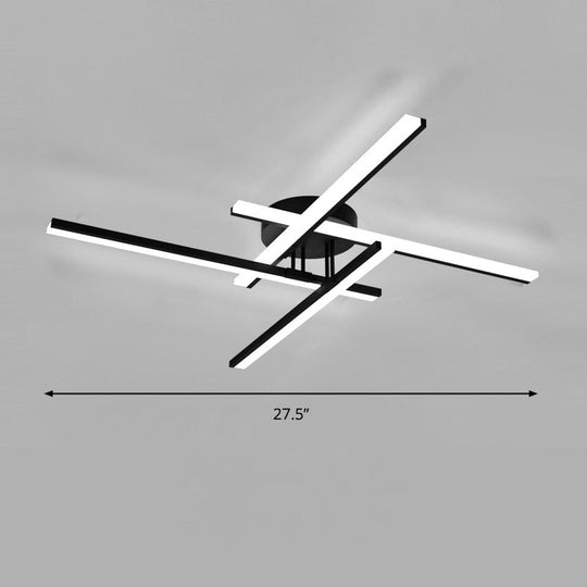 Modern Line Art LED Ceiling Lamp in Black, Perfect for Living Rooms