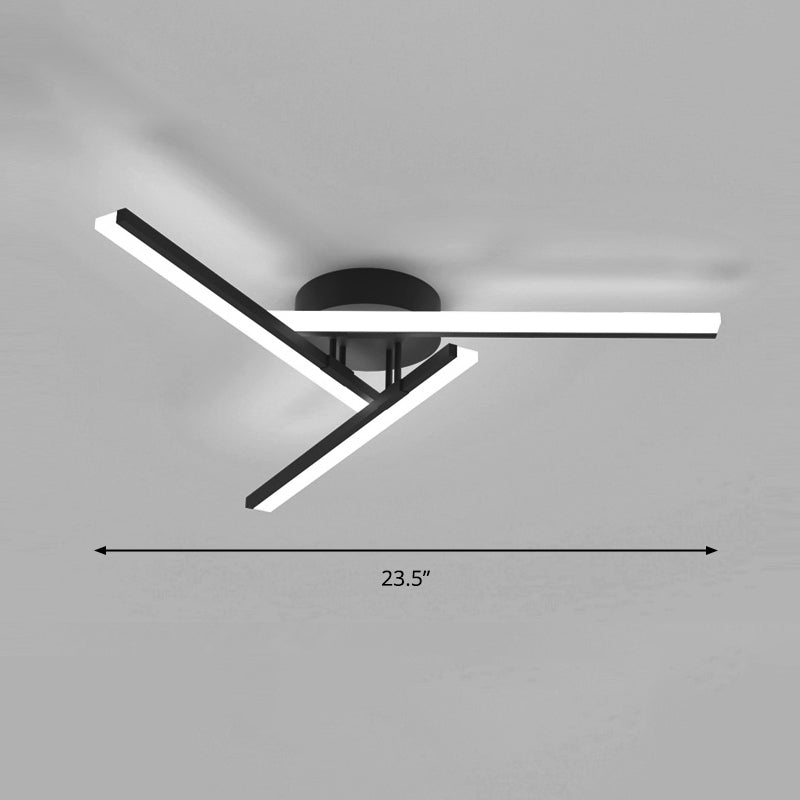 Modern Line Art LED Ceiling Lamp in Black, Perfect for Living Rooms