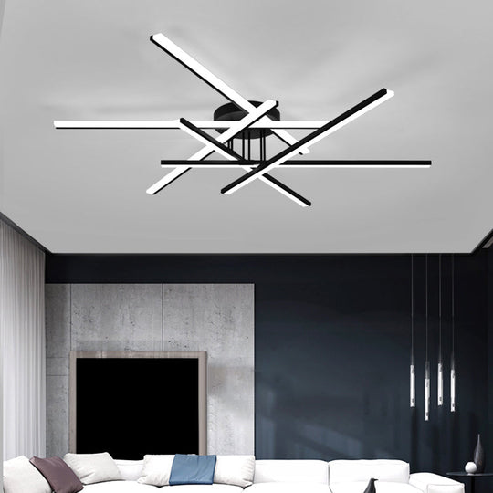 Modern Line Art LED Ceiling Lamp in Black, Perfect for Living Rooms