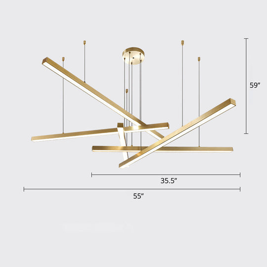 Sleek Bar-Shaped LED Chandelier | Simplicity Metal Ceiling Light for Living Room