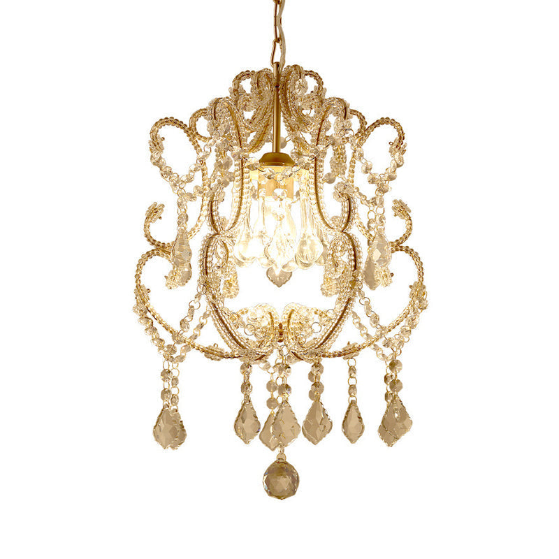 Modern Brass Pendant Lamp with Laser-Cut Design and Crystal Detail for Living Room Lighting