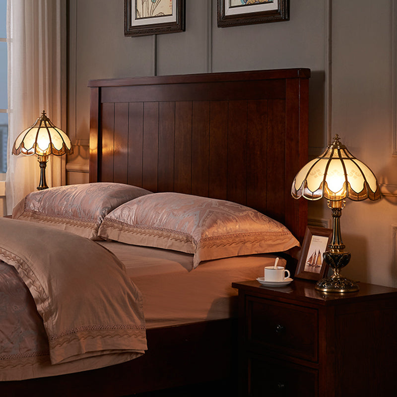 Traditional Bronze Nightstand Lamp with Frosted Glass Shade - Perfect for Bedroom