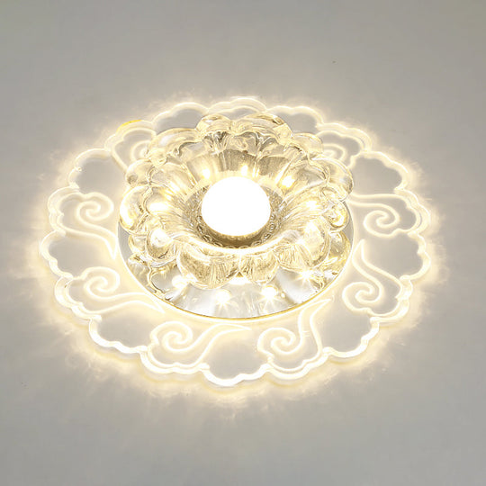 Flower Shape Crystal Flush Mount Ceiling Light Fixture with LED, Modern Aisle Lighting