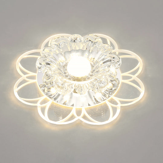 Flower Shape Crystal Flush Mount Ceiling Light Fixture with LED, Modern Aisle Lighting