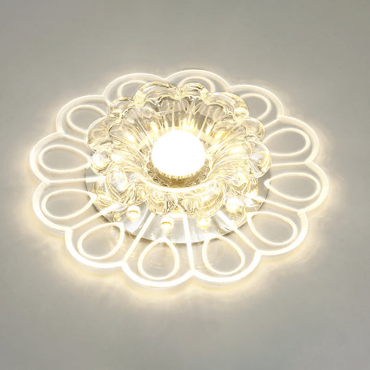 Flower Shape Crystal Flush Mount Ceiling Light Fixture with LED, Modern Aisle Lighting