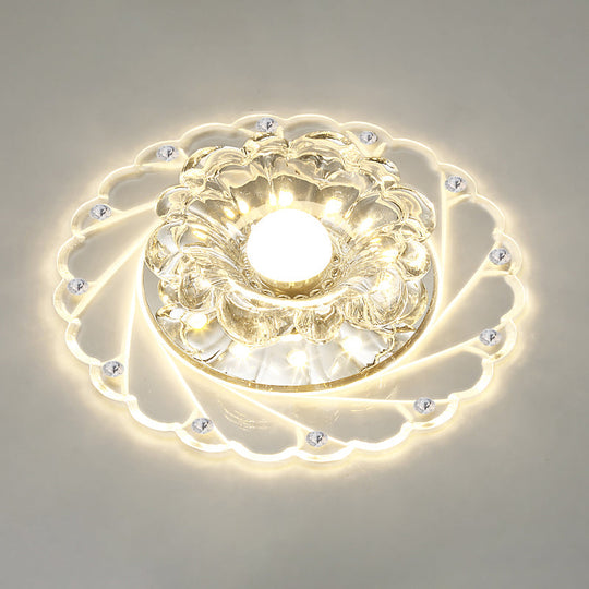 Flower Shape Crystal Flush Mount Ceiling Light Fixture with LED, Modern Aisle Lighting