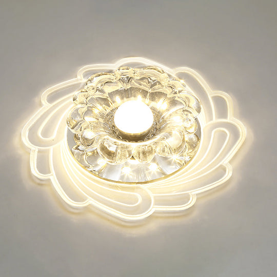 Flower Shape Crystal Flush Mount Ceiling Light Fixture with LED, Modern Aisle Lighting