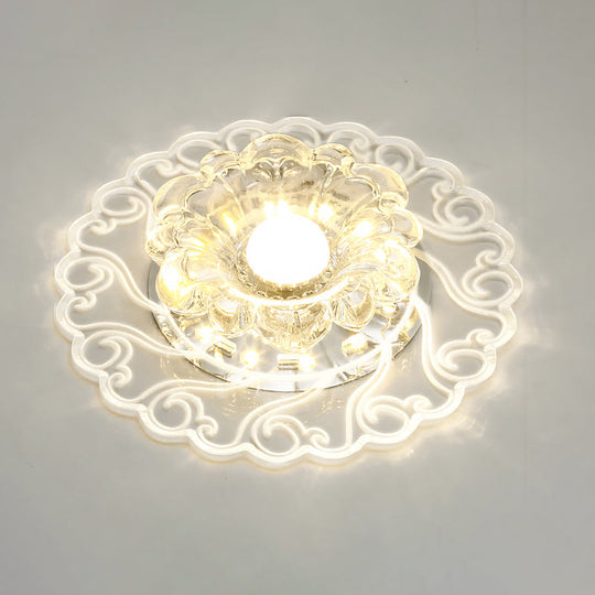 Flower Shape Crystal Flush Mount Ceiling Light Fixture with LED, Modern Aisle Lighting