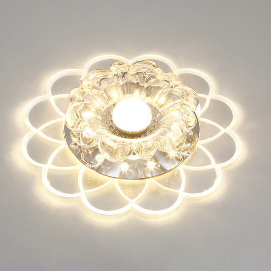 Flower Shape Crystal Flush Mount Ceiling Light Fixture with LED, Modern Aisle Lighting