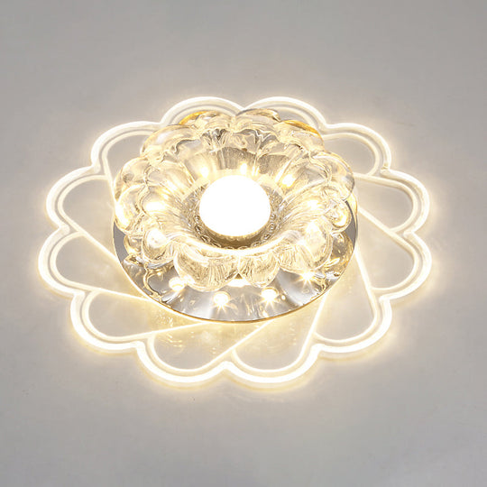 Flower Shape Crystal Flush Mount Ceiling Light Fixture with LED, Modern Aisle Lighting