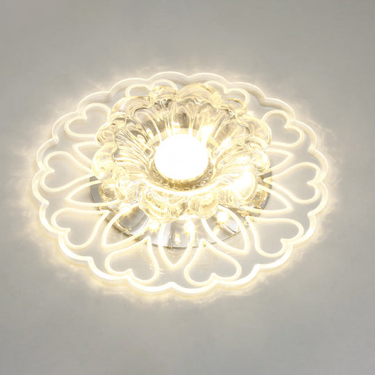 Flower Shape Crystal Flush Mount Ceiling Light Fixture with LED, Modern Aisle Lighting