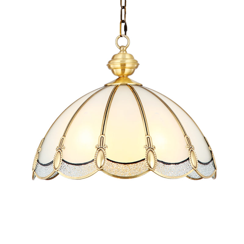 Opal Glass Gold Chandelier Umbrella Pendant Light Fixture for Dining Room