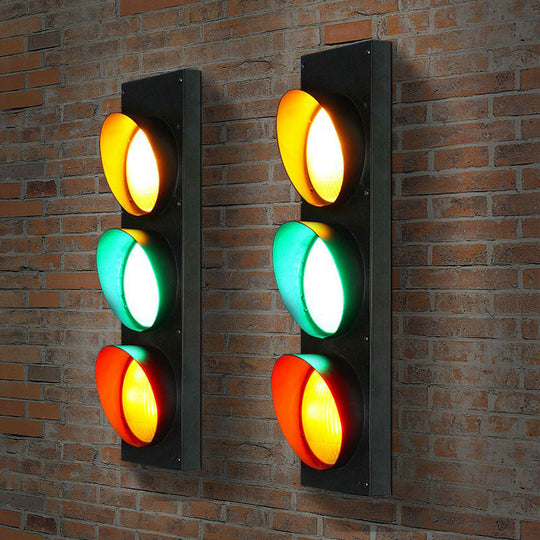 Black Metal Traffic Light Wall Sconce - Restaurant Decorative Wall Lighting