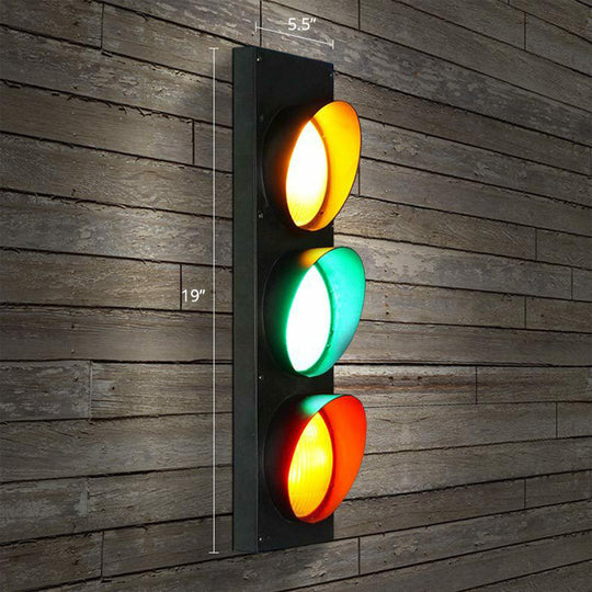 Black Metal Traffic Light Wall Sconce - Restaurant Decorative Wall Lighting