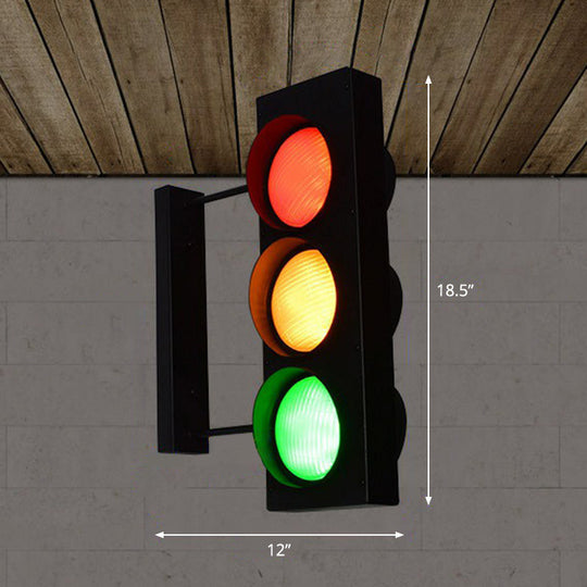 Black Metal Traffic Light Wall Sconce - Restaurant Decorative Wall Lighting