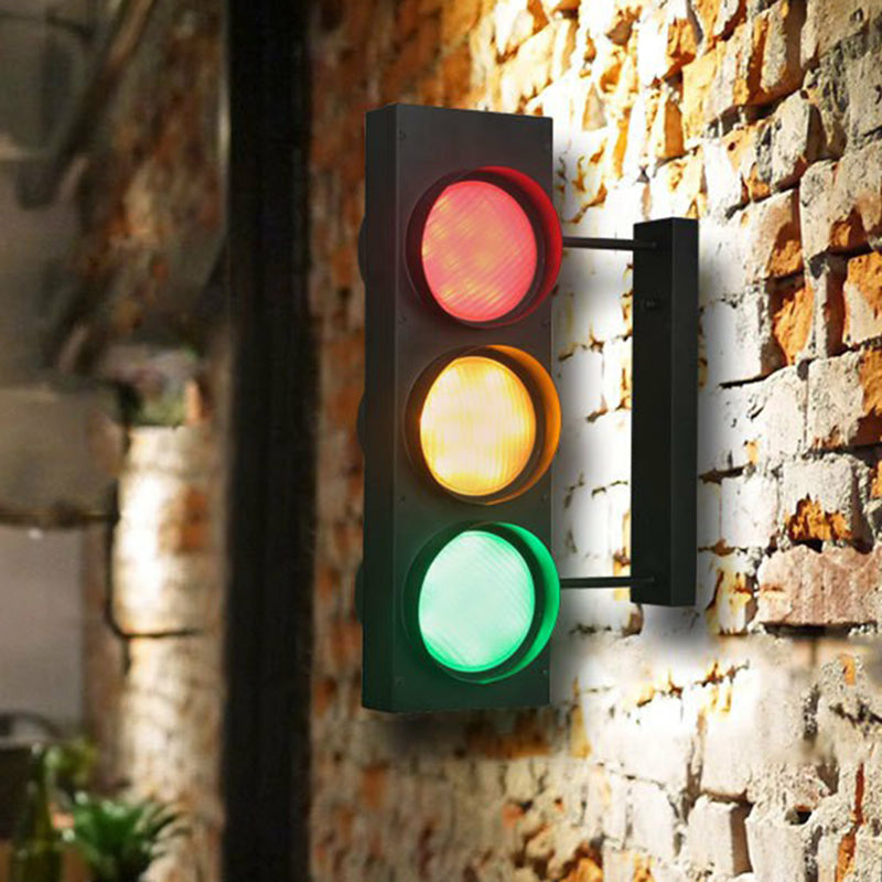 Black Metal Traffic Light Wall Sconce - Restaurant Decorative Wall Lighting