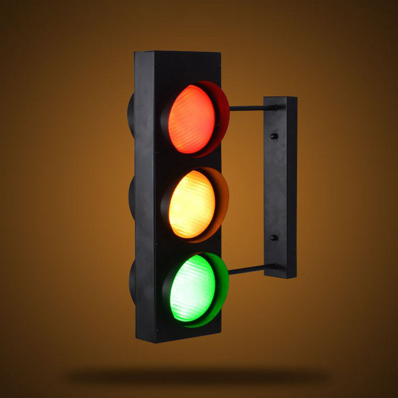 Black Metal Traffic Light Wall Sconce - Restaurant Decorative Wall Lighting