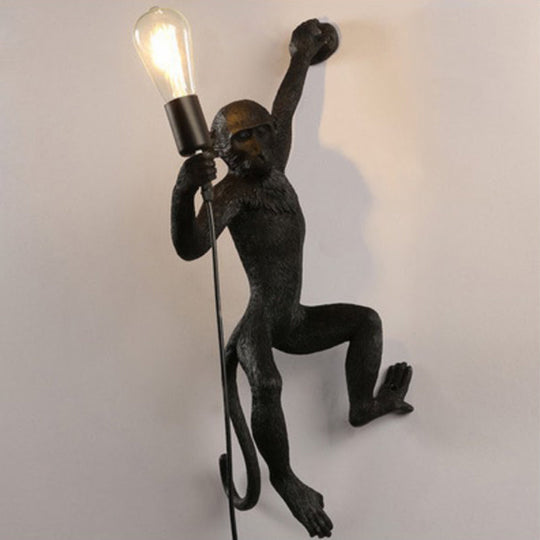 Art Deco Monkey Wall Lamp - 1 Head Resin Fixture for Kids Bedroom Lighting