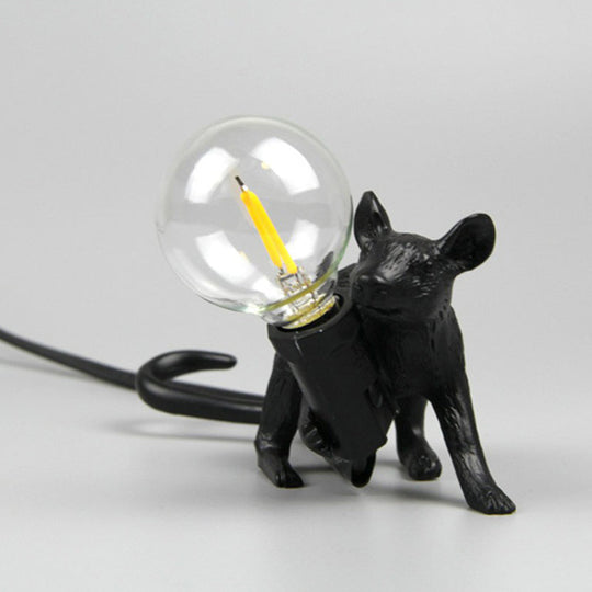 Bare Bulb Table Light: Resin 1-Light Mouse Base Night Lamp for Bedroom Decor