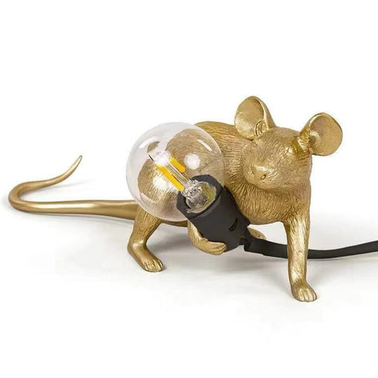 Bare Bulb Table Light: Resin 1-Light Mouse Base Night Lamp for Bedroom Decor