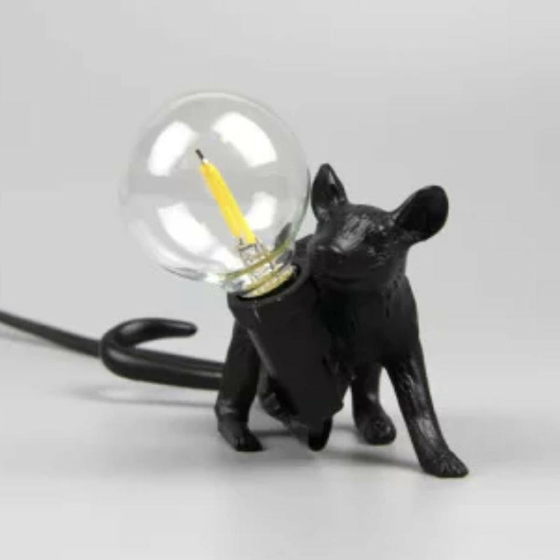 Bare Bulb Table Light: Resin 1-Light Mouse Base Night Lamp for Bedroom Decor