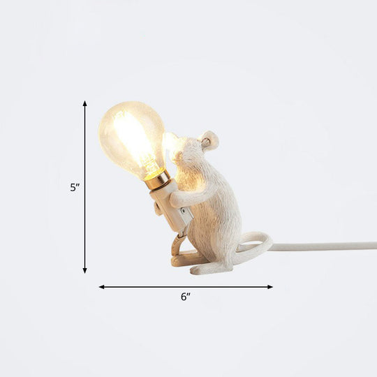 Bare Bulb Table Light: Resin 1-Light Mouse Base Night Lamp for Bedroom Decor