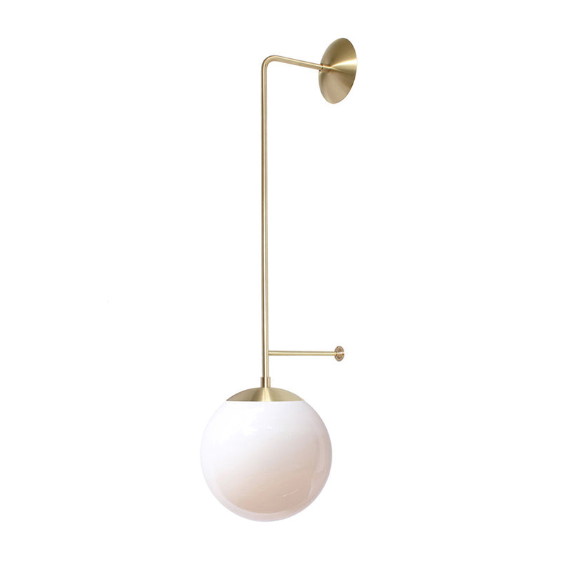 Retro Globe Wall Lamp - 1-Light Clear/White Glass Shade - Brass/Black - Living Room Sconce Light