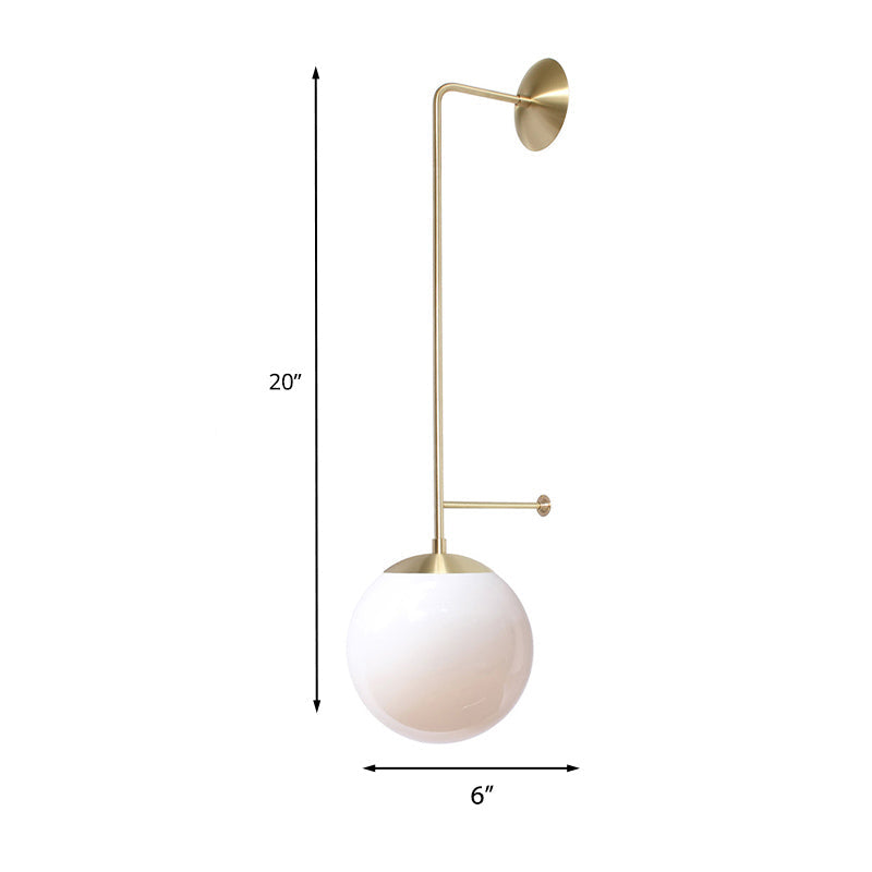 Retro Globe Wall Lamp - 1-Light Clear/White Glass Shade - Brass/Black - Living Room Sconce Light