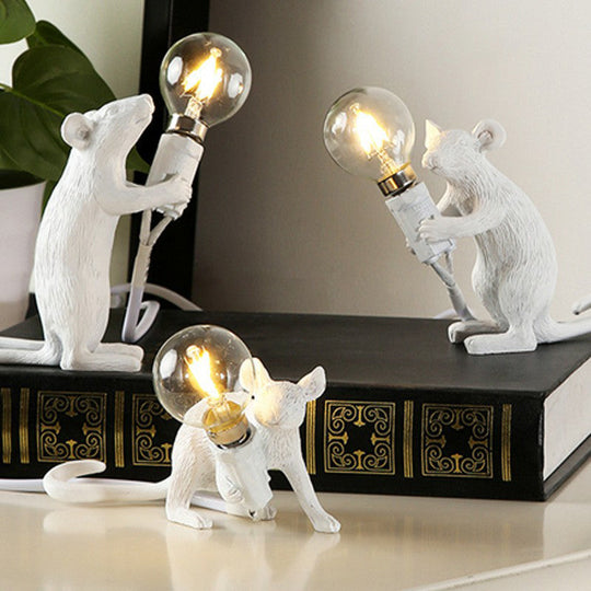 Kids Night Stand Lamp - Mini Mouse Shaped Table Light (Resin) with 1 Head - Novelty Bedroom Lighting