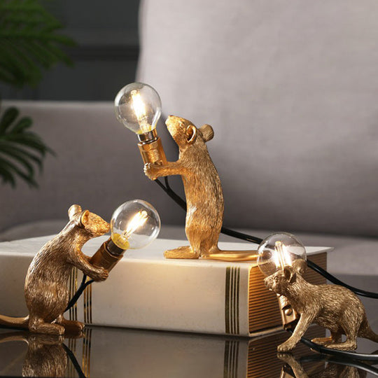 Kids Style Mouse Shaped Table Lamp – Resin Bedside Night Light for Decoration