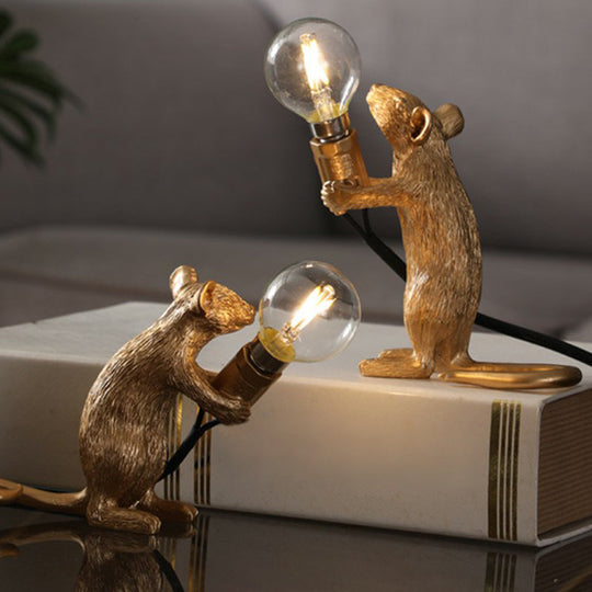 Kids Style Mouse Shaped Table Lamp – Resin Bedside Night Light for Decoration