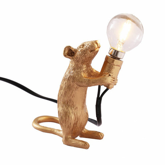Kids Style Mouse Shaped Table Lamp – Resin Bedside Night Light for Decoration
