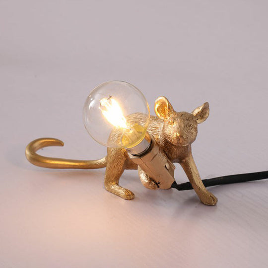 Kids Style Mouse Shaped Table Lamp – Resin Bedside Night Light for Decoration