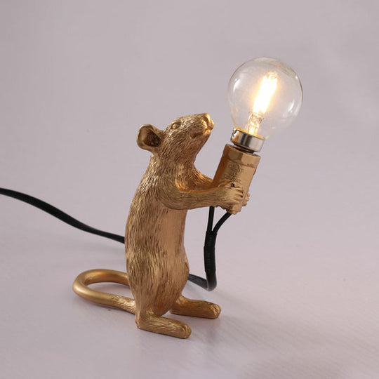 Kids Style Mouse Shaped Table Lamp – Resin Bedside Night Light for Decoration